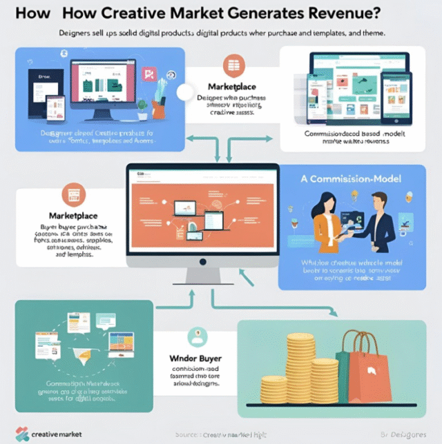 Explaining how Creative Market generates revenue